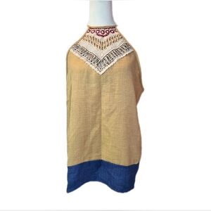 Elegant Beige and Blue Women's Blouse